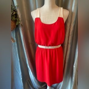 ANN TAYLOR LOFT SUMMER RED DRESS SIZE 4